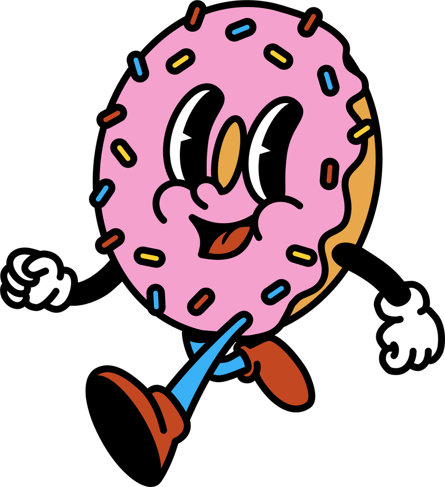 Retro Donut Character Mascot