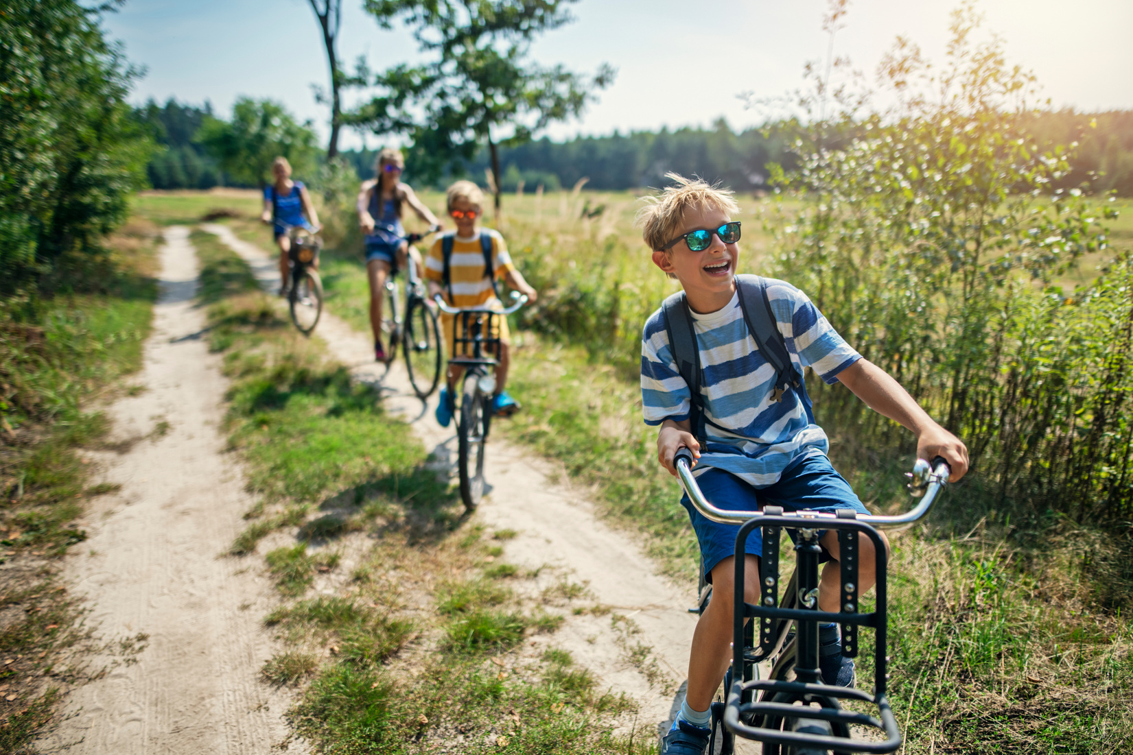 Family enjoying a bike trip