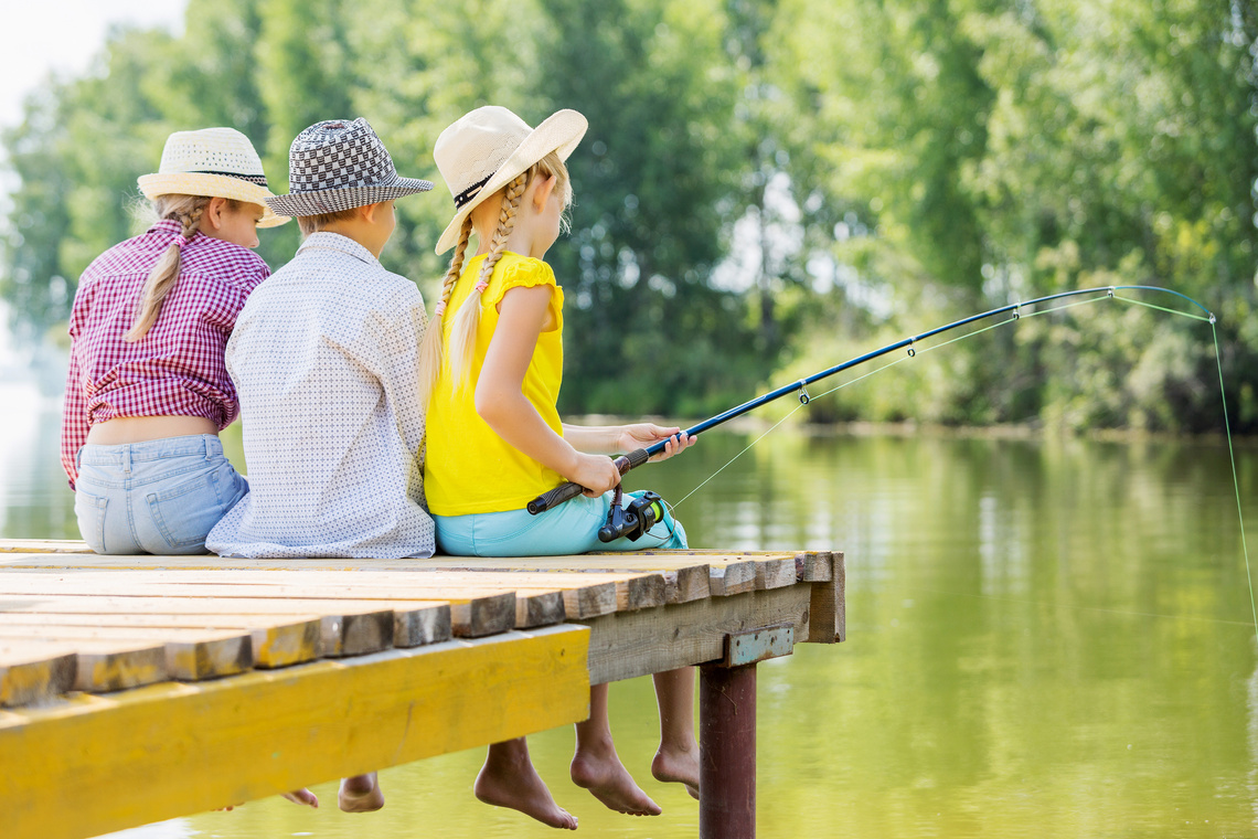 Three Children Fishing